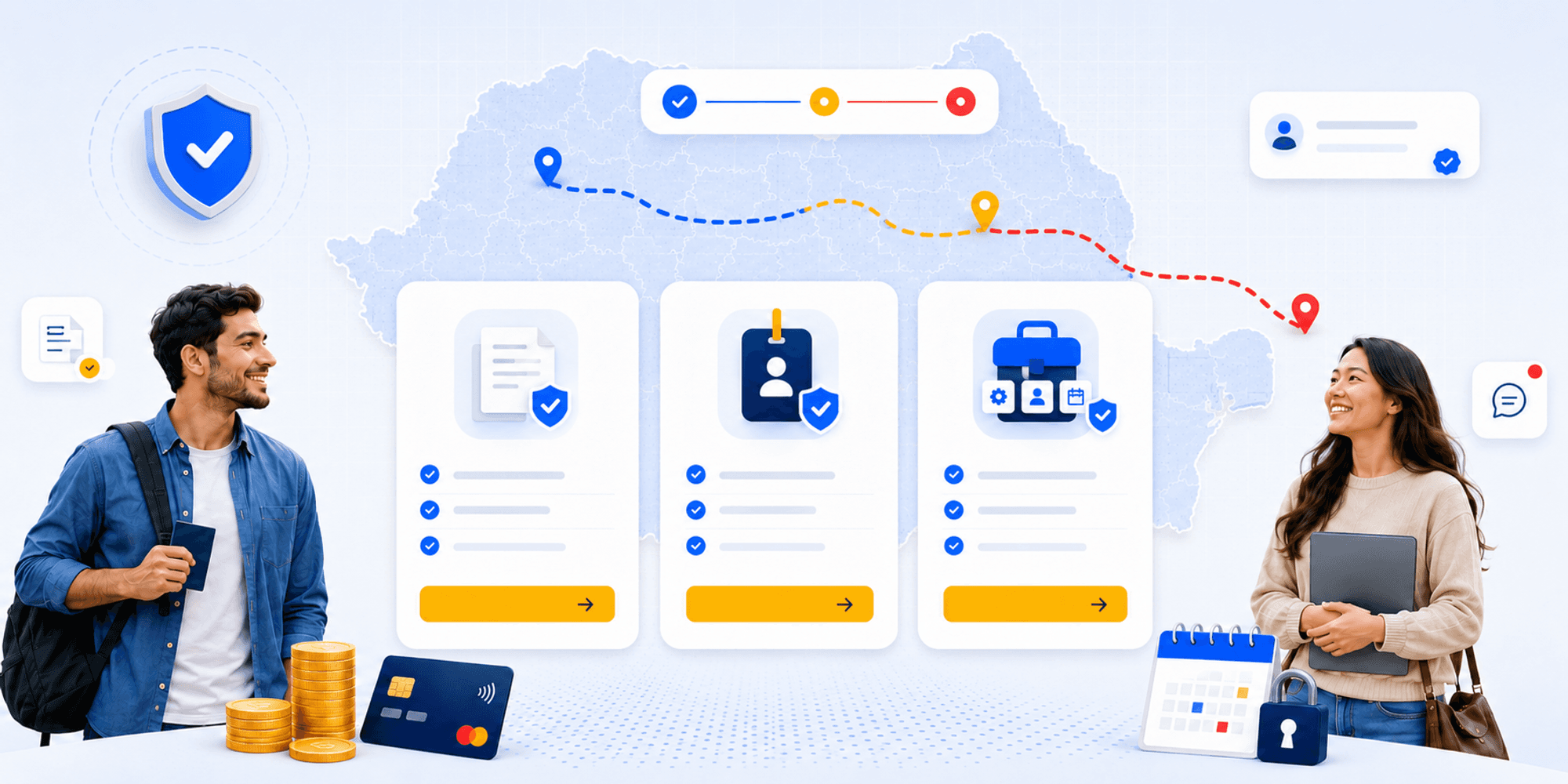 Packages and pricing illustration with plan cards, payment states, and Romanian service bundles.